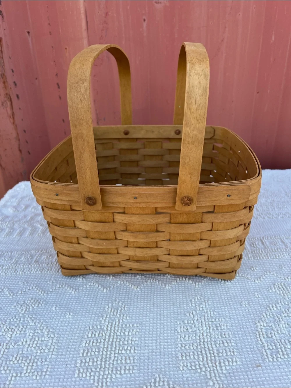 Longaberger 2004 Handwoven Wooden Market Basket - Natural Honey Brown